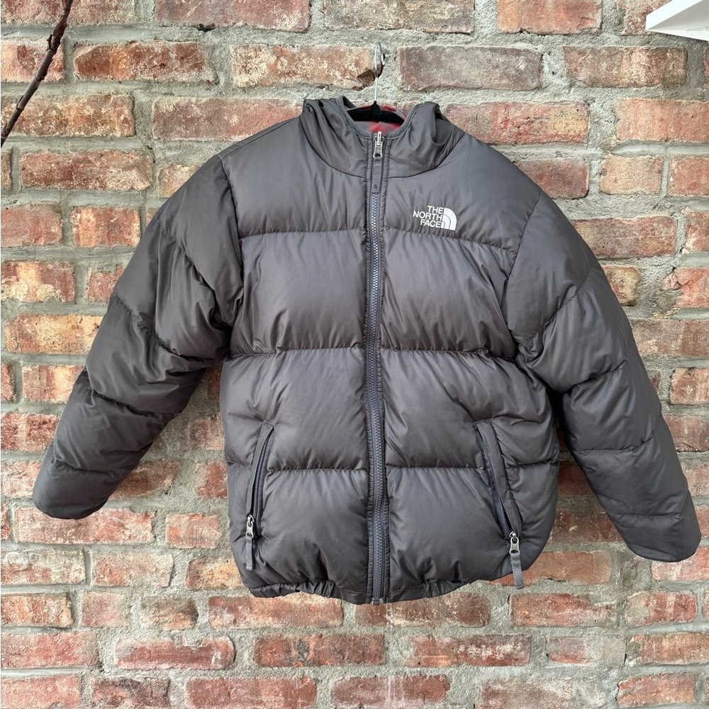 Kids North Face reversible down puffer 550 jacket coat with hood